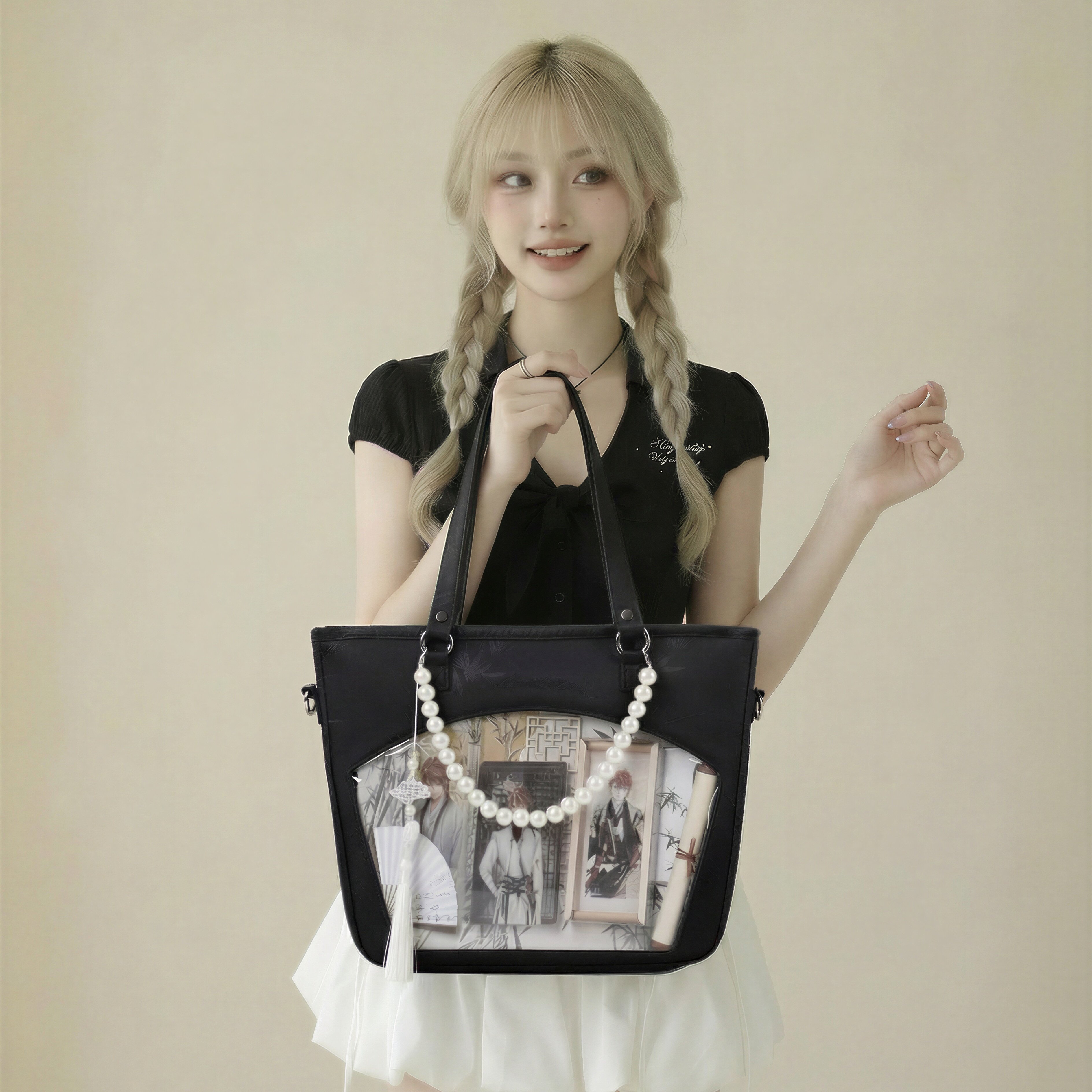 AORDA 韩系小食量黑色痛包原创遛娃包日常款外出通勤斜挎单肩吧唧,模玩/动漫/周边/娃圈三坑/桌游,娃包,淘宝优惠券,粉丝福利购,淘宝优惠卷