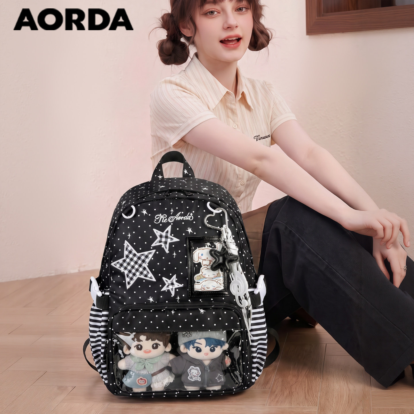 AORDA学生痛包日常双肩背包书包图片