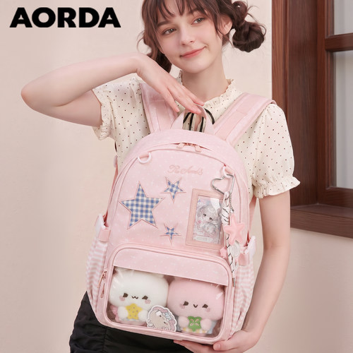 AORDA通勤痛包波点双肩背包书包