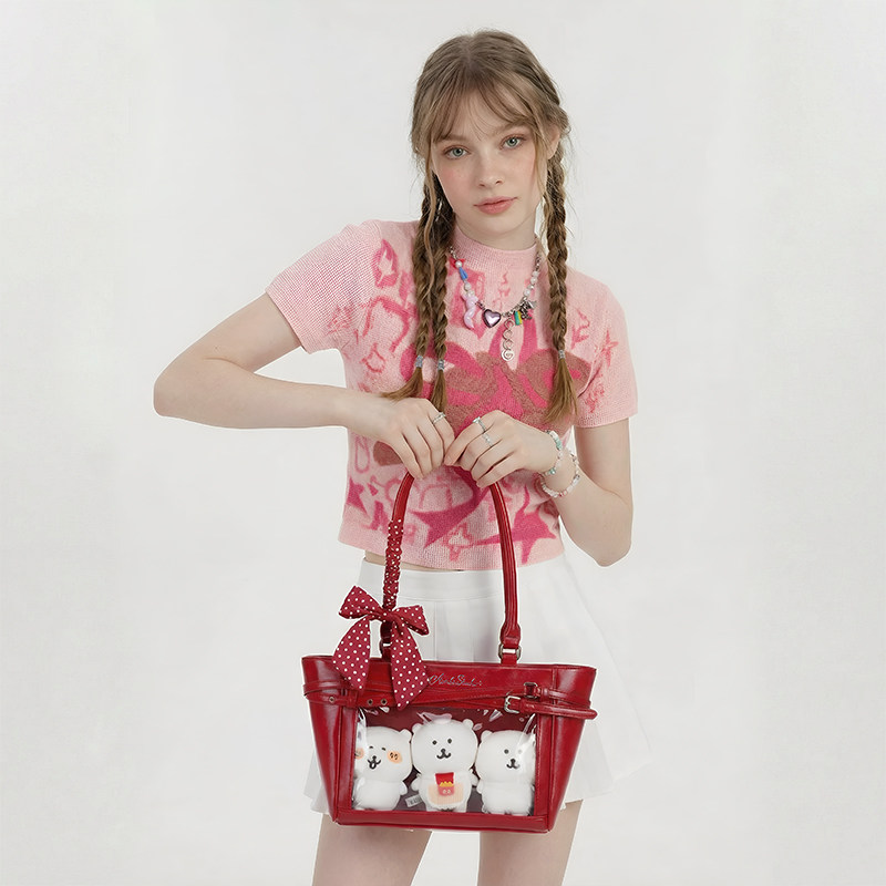 AORDA 原创波点小食量红色痛包单肩波士顿娃娃保护套10cm娃包吧唧