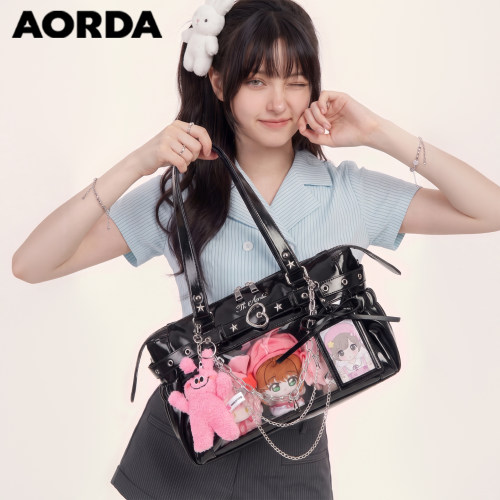 AORDA日常黑色机车痛包可爱娃包