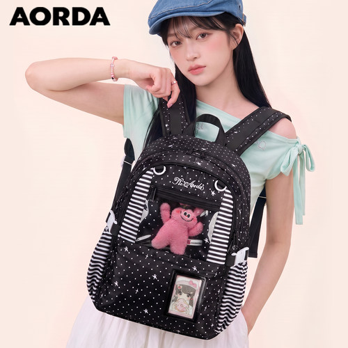 AORDA大学生波点痛包通勤双肩包
