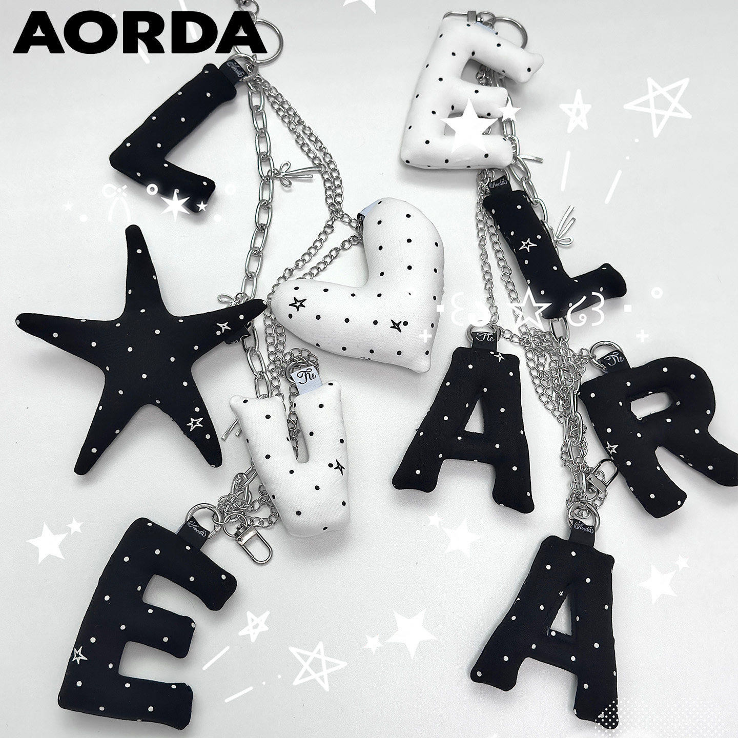 AORDA波点字母挂件ins韩系26个英文书包小挂饰五角星爱心包包挂件