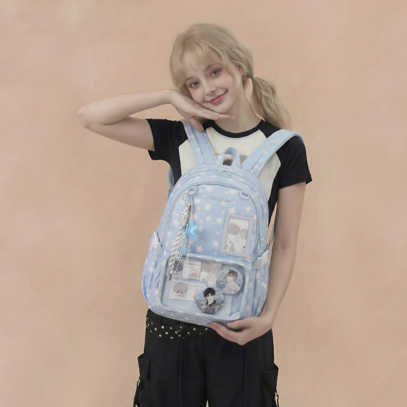 AORDA 书包初中女生双肩背包星星痛包高中生大容量二次元娃包吧唧,箱包皮具/热销女包/男包,痛包,淘宝优惠券,粉丝福利购,淘宝优惠卷