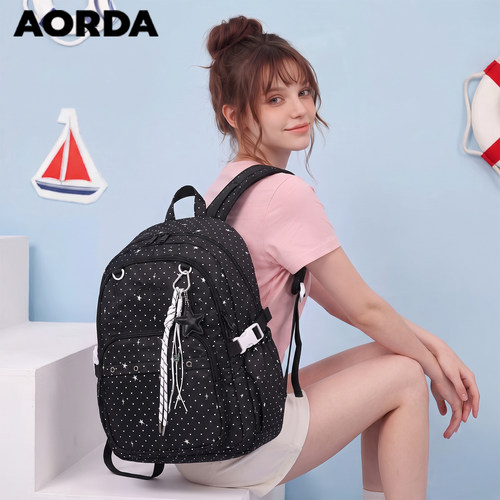 AORDA高颜值波点日常双肩包背包
