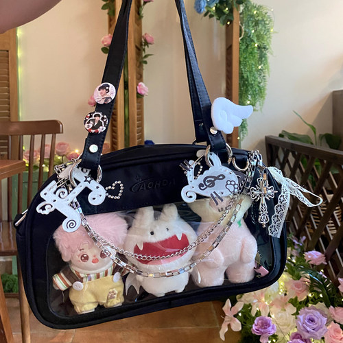 AORDA单肩斜挎吧唧社畜透明痛包