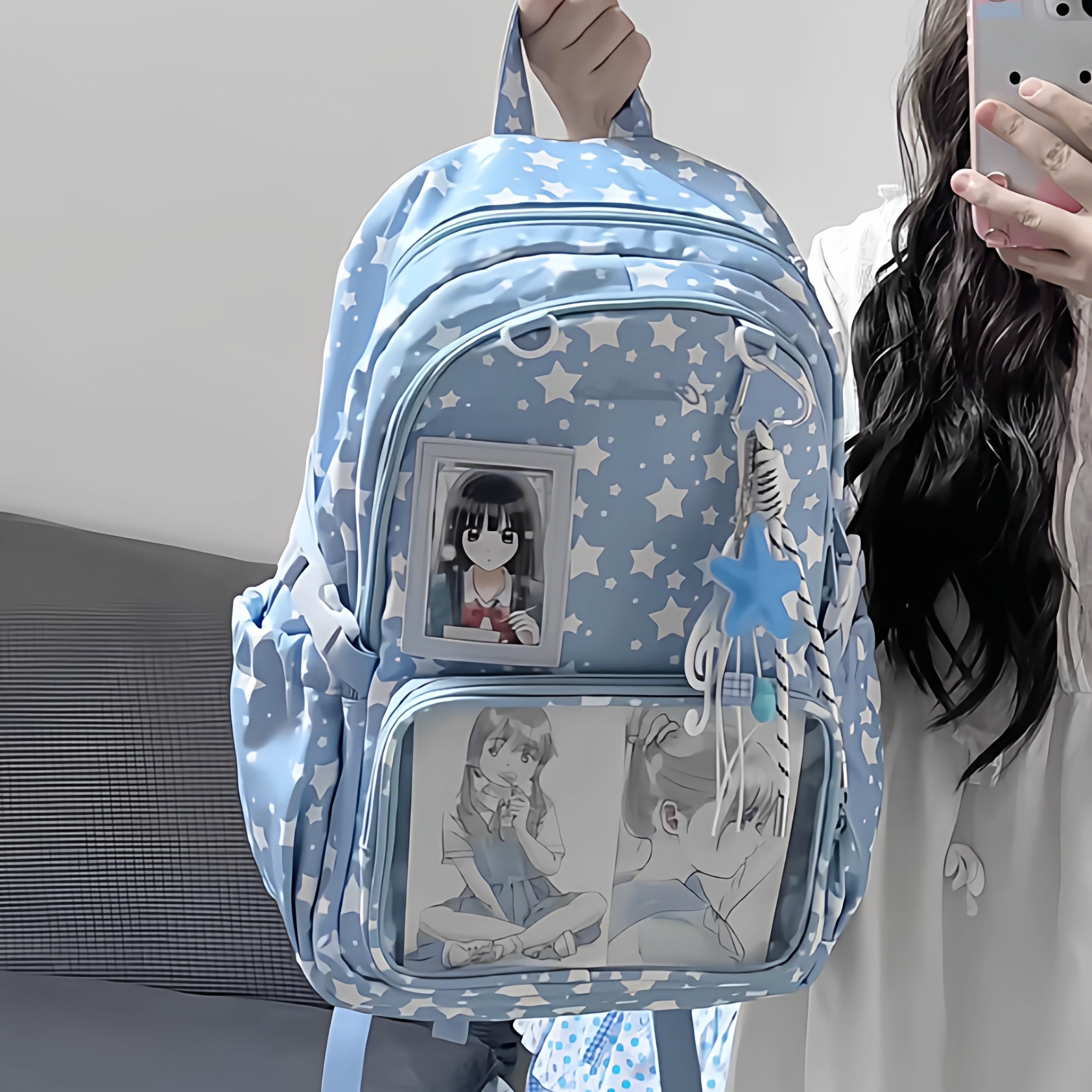 AORDA 二次元娃包吧唧大容量高中生背包双肩蓝色痛包书包初中女生,箱包皮具/热销女包/男包,痛包,淘宝优惠券,粉丝福利购,淘宝优惠卷