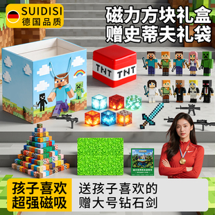 男孩生日礼物我 积木男童6岁7 世界磁力方块全套儿童益智玩具正版
