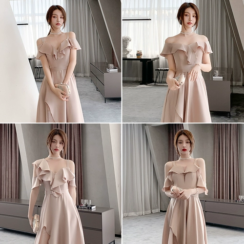 Платье подружки невесты, зимнее розовое длинное вечернее платье, юбка, коллекция 2023, по фигуре