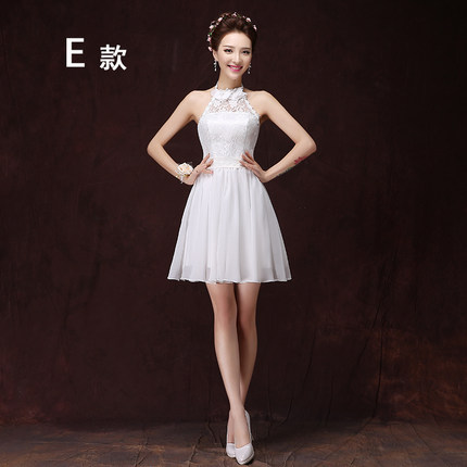 伴娘服短款2017冬季新款伴娘团礼服姐妹裙香槟色小礼服修身连衣裙