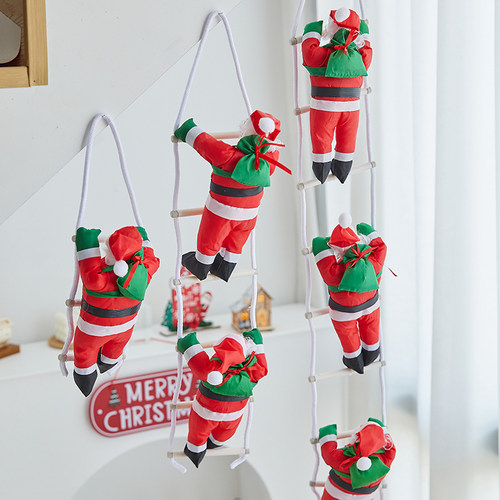 创意新款圣诞老人爬梯装饰挂件