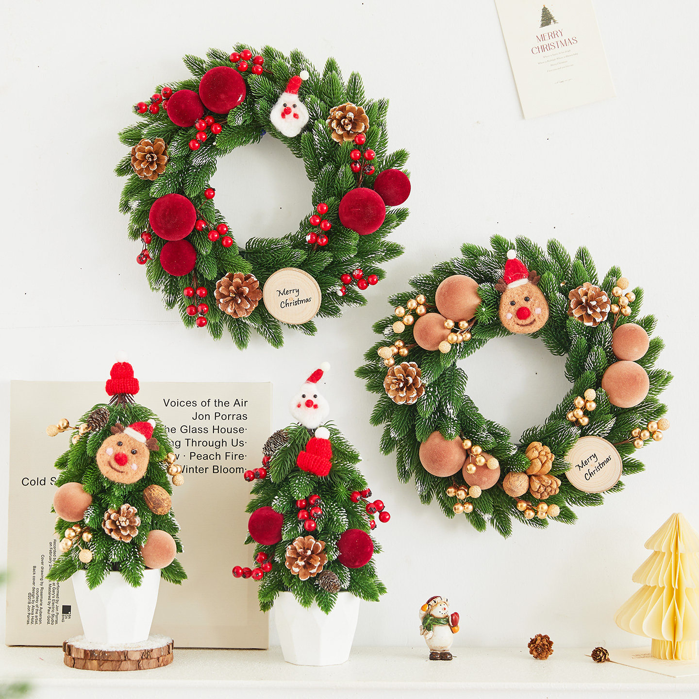 圣诞节装饰品创意圣诞花环门挂