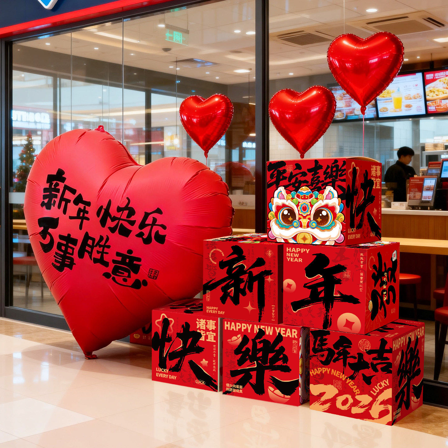 2026新年气球装饰马年堆堆盒摆件春节过年年会元旦商场景布置氛围,节庆用品/礼品,节日装扮用品,淘宝优惠券,粉丝福利购,淘宝优惠卷
