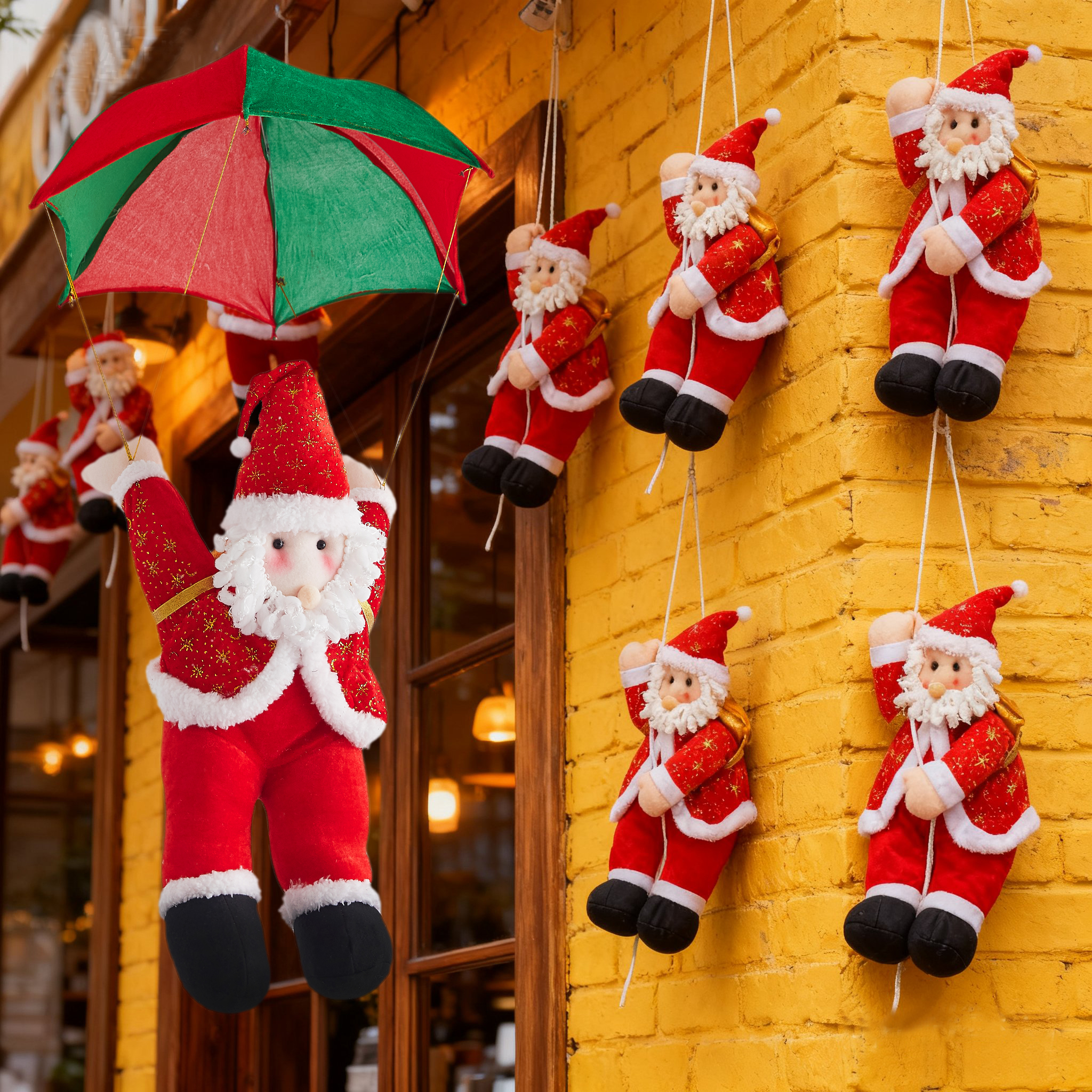 圣诞老人爬绳玩偶挂件吊饰