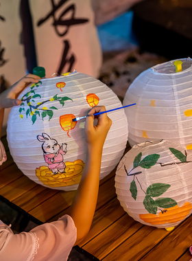 新年绘画灯笼儿童幼儿园手工制作diy灯笼装饰材料包手绘手提花灯