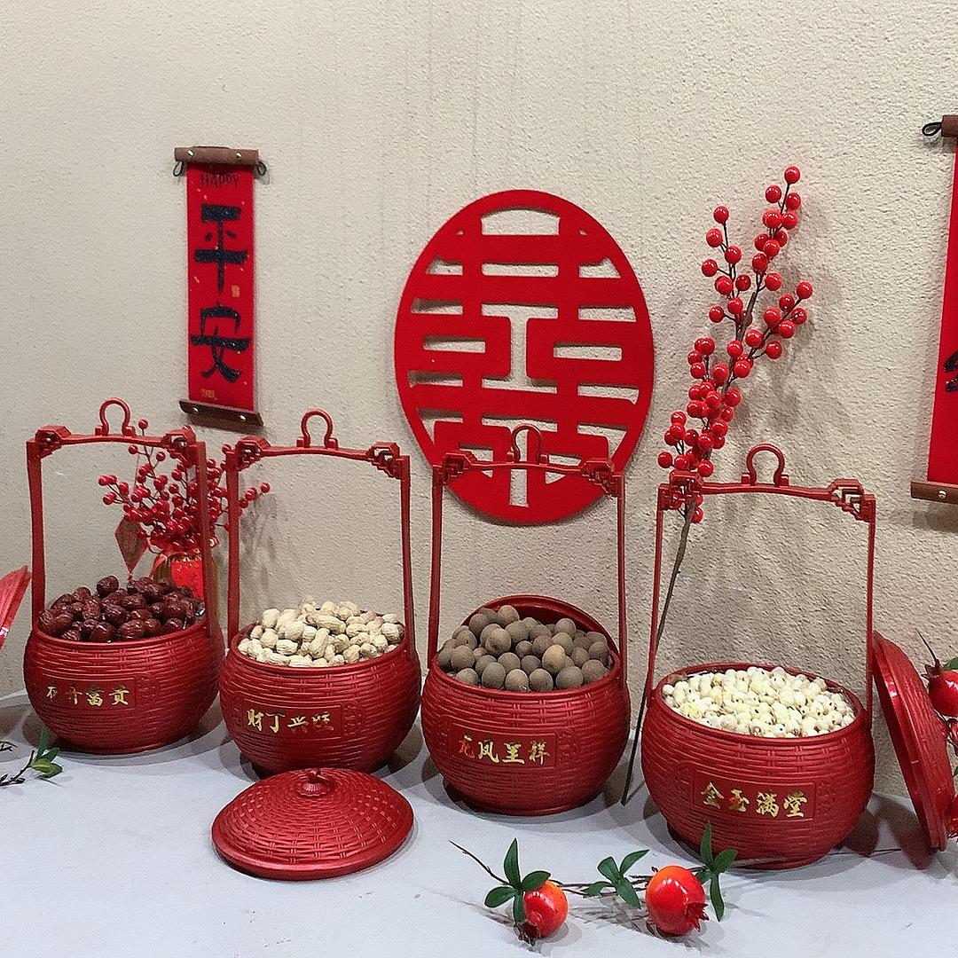 早生贵子新中式手提篮年货装糖果伴手礼装饰婚庆用品订婚结婚礼品
