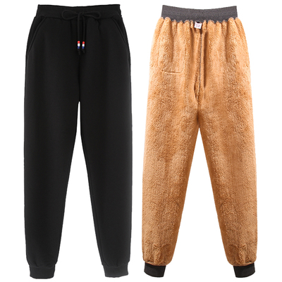 加绒加厚运动裤女冬季外穿保暖棉裤宽松休闲裤子羊羔绒暖暖裤卫裤