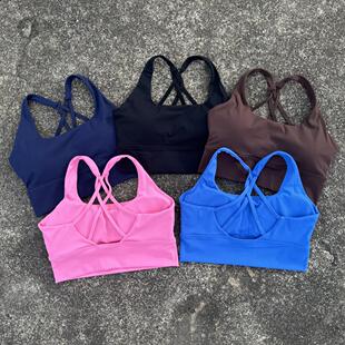 经典高冲击力防震后背交叉女士运动内衣瑜伽健身房训练带胸垫