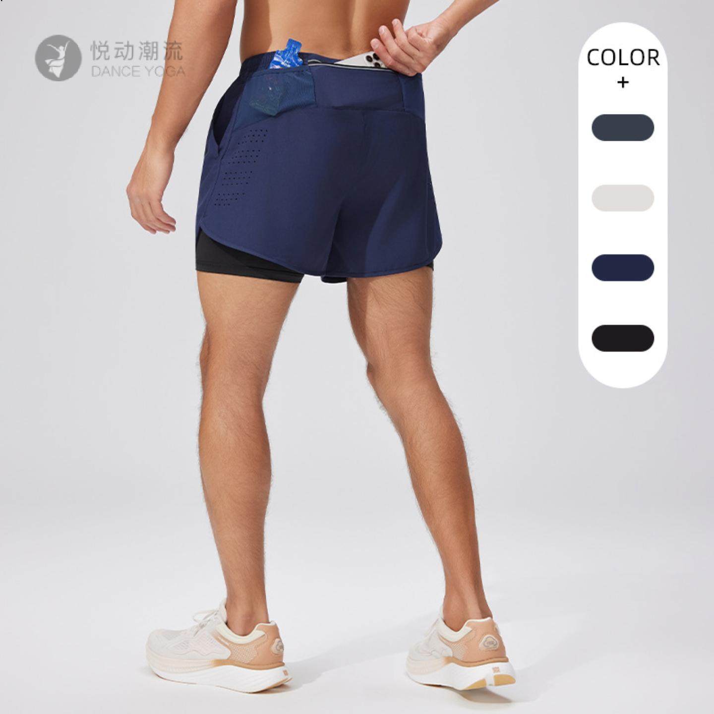 夏季男士户外跑步双层速干短裤中考田径训练运动日常运动裤