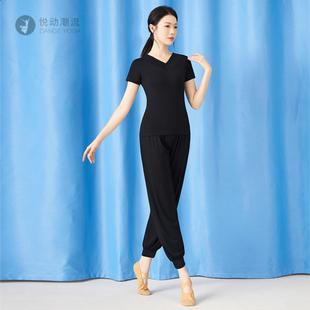 V领舞蹈练功服女套装成人形体训练服显瘦黑色中国舞服新款