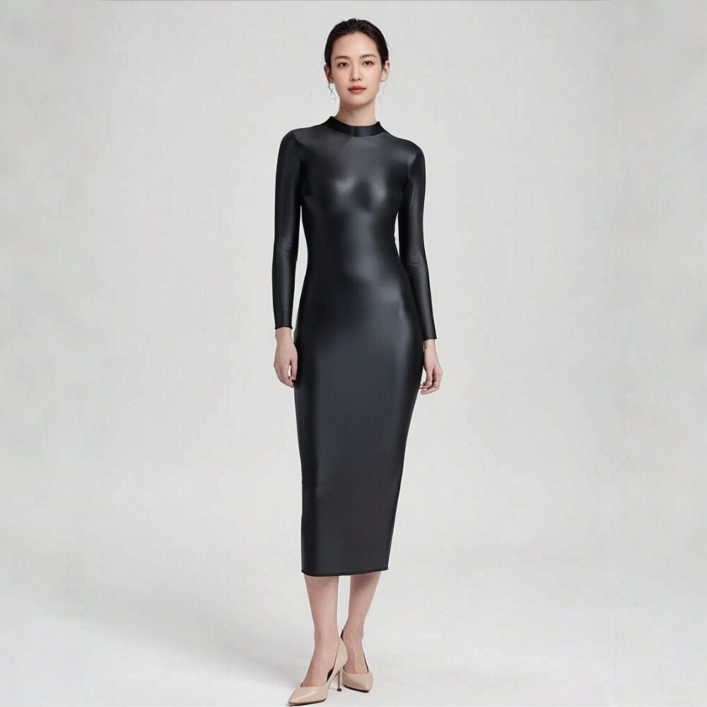 瑜伽服女高领长袖包臀一步裙｜