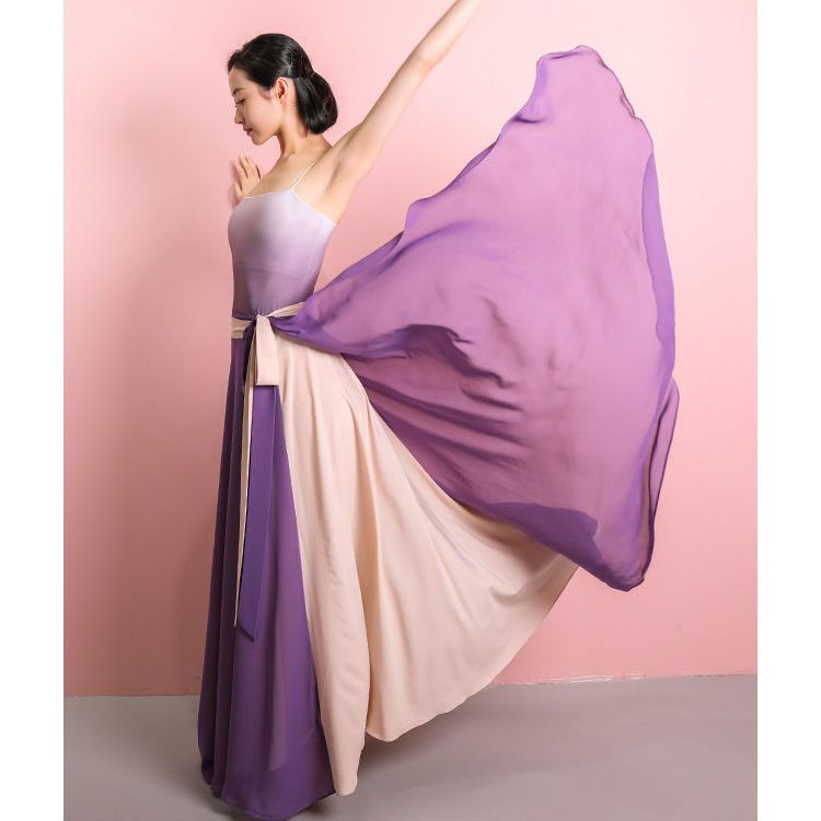 720度大摆裙两面穿双色一片式系带垂感飘逸古典舞蹈半身长裙新款