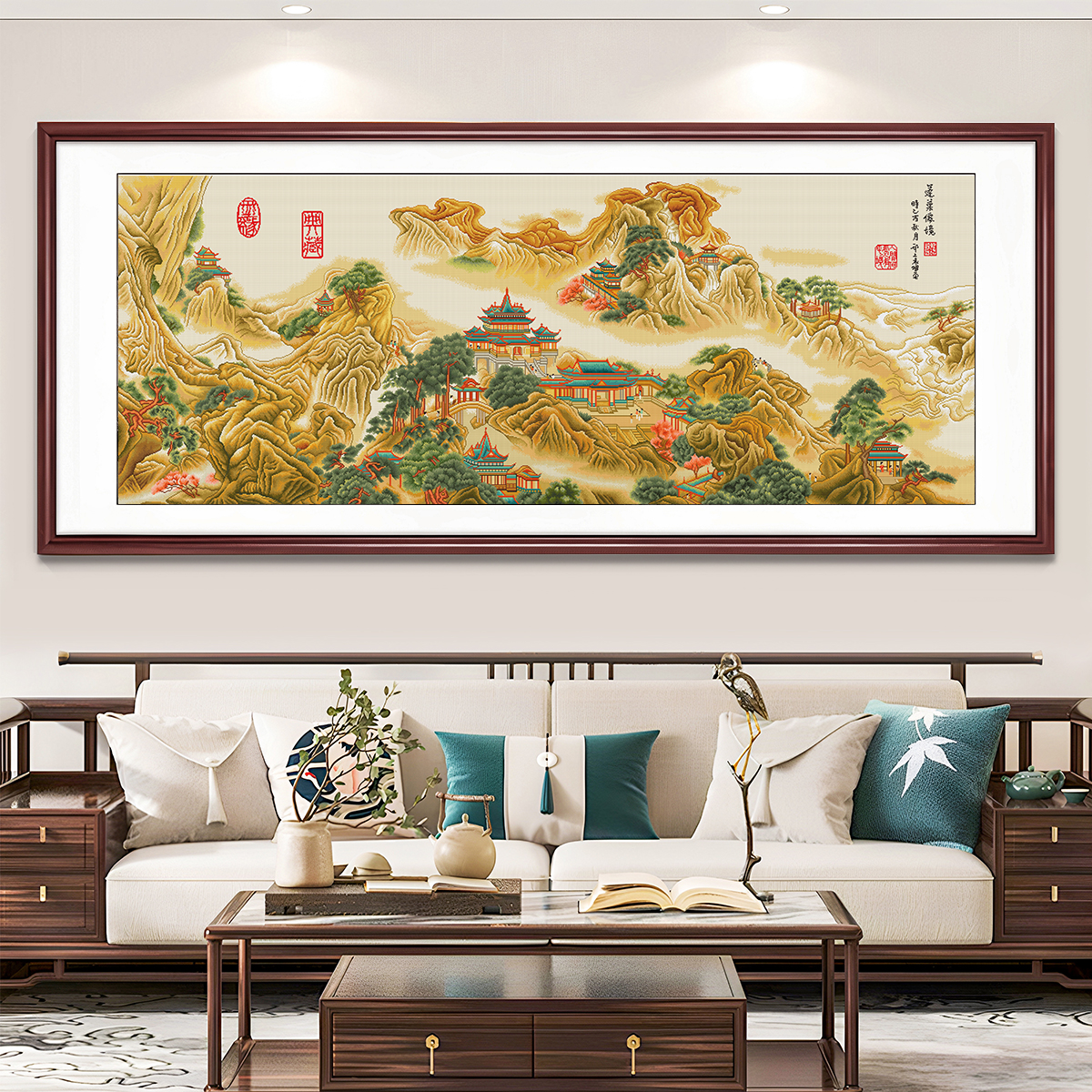 芊虹秀蓬莱仙境客厅名画十字绣