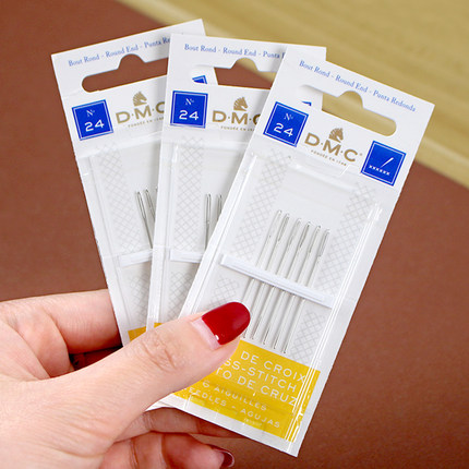 法国DMC针手工DIY绣花钢针大眼家用手缝刺绣针好用24号26号缝纫