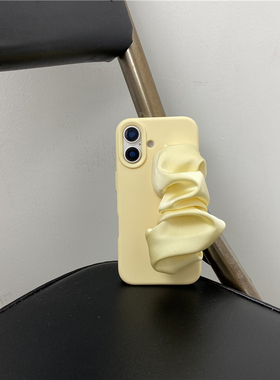 ins风奶黄色弹力腕带适用iphone16promax手机壳苹果13小众15保护套14Pro女11新款12Pro全包防摔13ProMax软壳