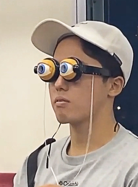 小黄人眼镜海绵宝宝拉线会眨眼魔性沙雕搞怪眼睛奇乐铜铃恶搞眼镜