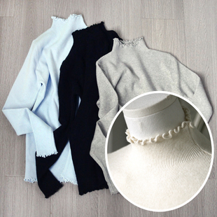 秋冬百搭单品高弹贴身舒适保暖针织衫 女 甜美木耳边半高领打底衫