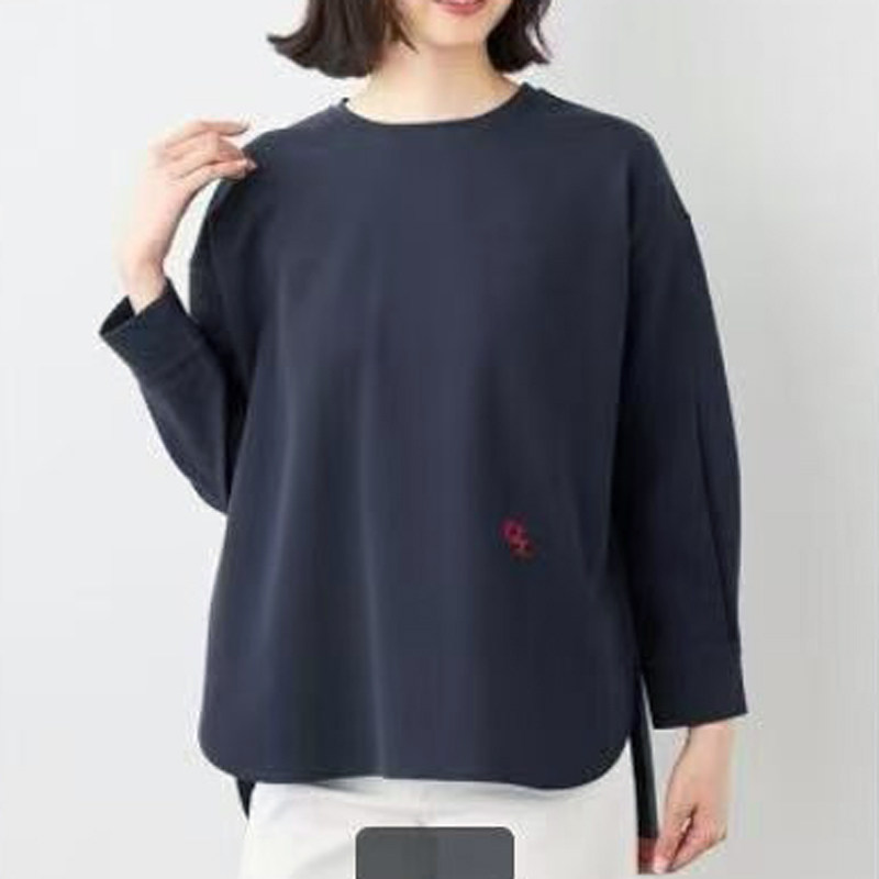 日本simple外贸少量多余 日系气质文艺华夫格涤棉设计感圆领T恤女