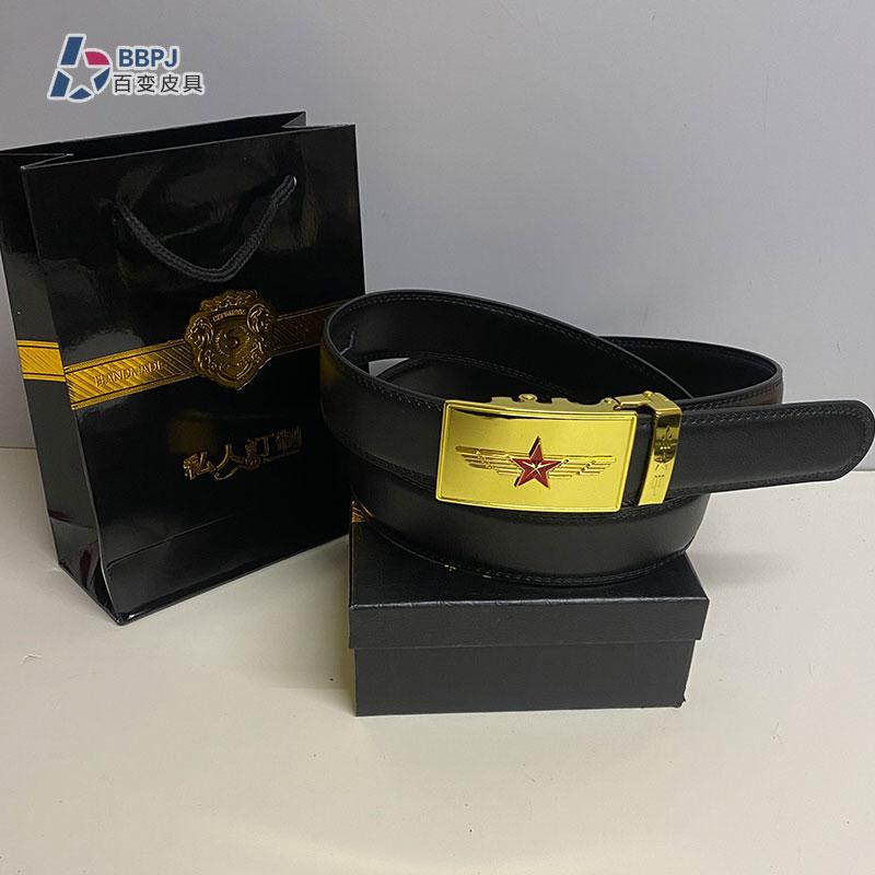 老友军迷怀旧红五角星自动扣皮带