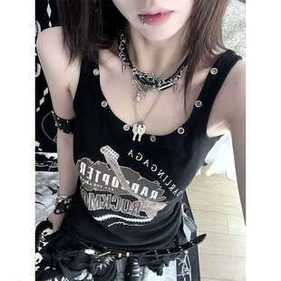 美式朋克吊带背心女2025夏季新款设计小众亚文风紧身显瘦辣妹上衣