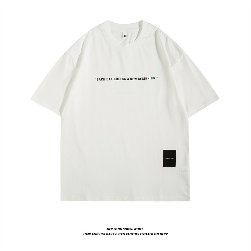 7363-P35纯棉克重260g夏装得物抖音高品质字母印花短袖T恤,男装T恤,电商C309B