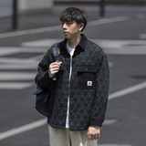 2024秋冬新款男士字母刺绣翻领撞色宽松百搭夹克外套男3120-P95，男装夹克，电商C309B