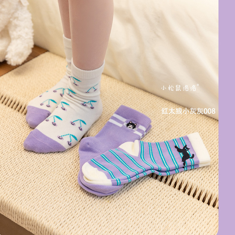 小松鼠洛洛中筒袜子无骨秋冬