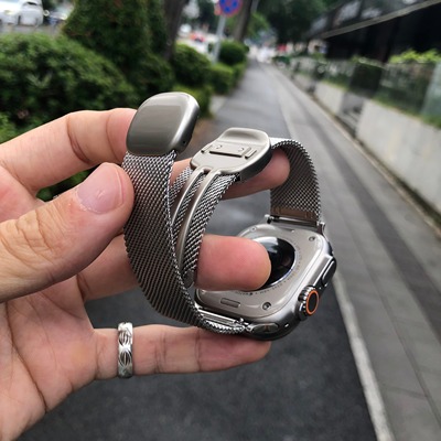 卡客风暴 圆滑扣适用苹果iwatch手表表带Ultra米兰磁吸s10金属s11