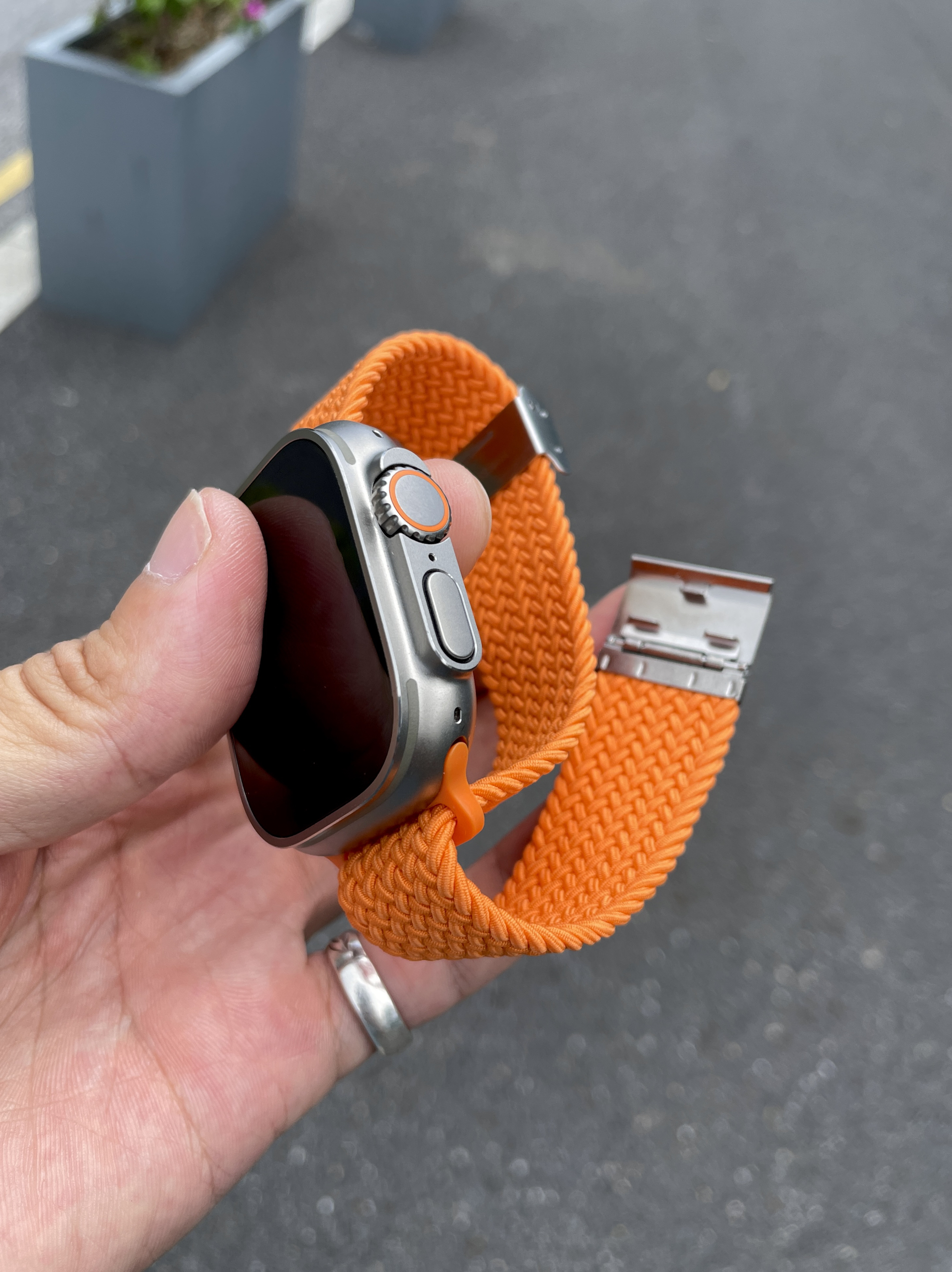 卡客 新款回环适用苹果手表applewatch表带s987针织卡扣Ultras橙