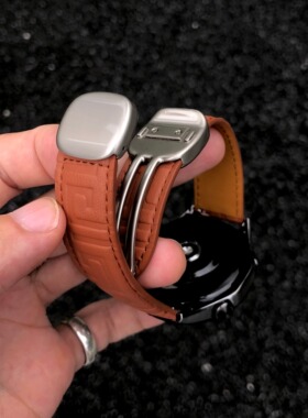 卡客风暴 古典真皮适用华为GT5手表表带watch3磁吸扣GT4小米4新款