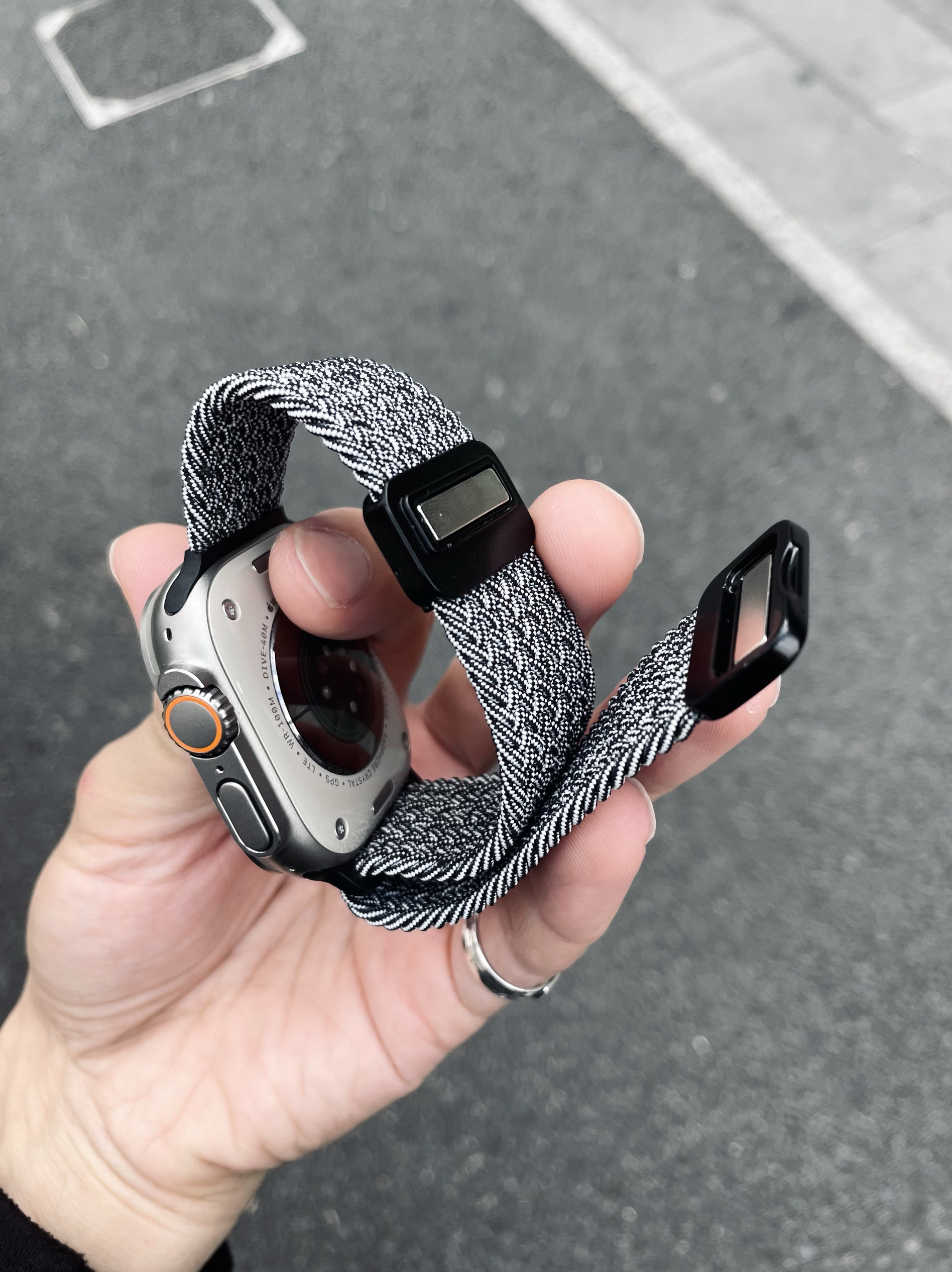 卡客 尼龙编制适用苹果iwatch表带磁吸扣s987弹力applewatch编织