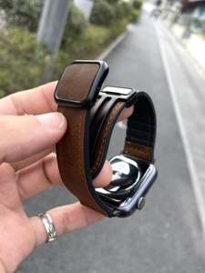 卡客 疯马皮适用苹果手表iwatch表带s987磁吸扣Ultra方扣真皮硅胶