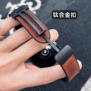 卡客 钛合金扣适用华为手表GT4表带gt23pro疯马皮硅胶watch4小米