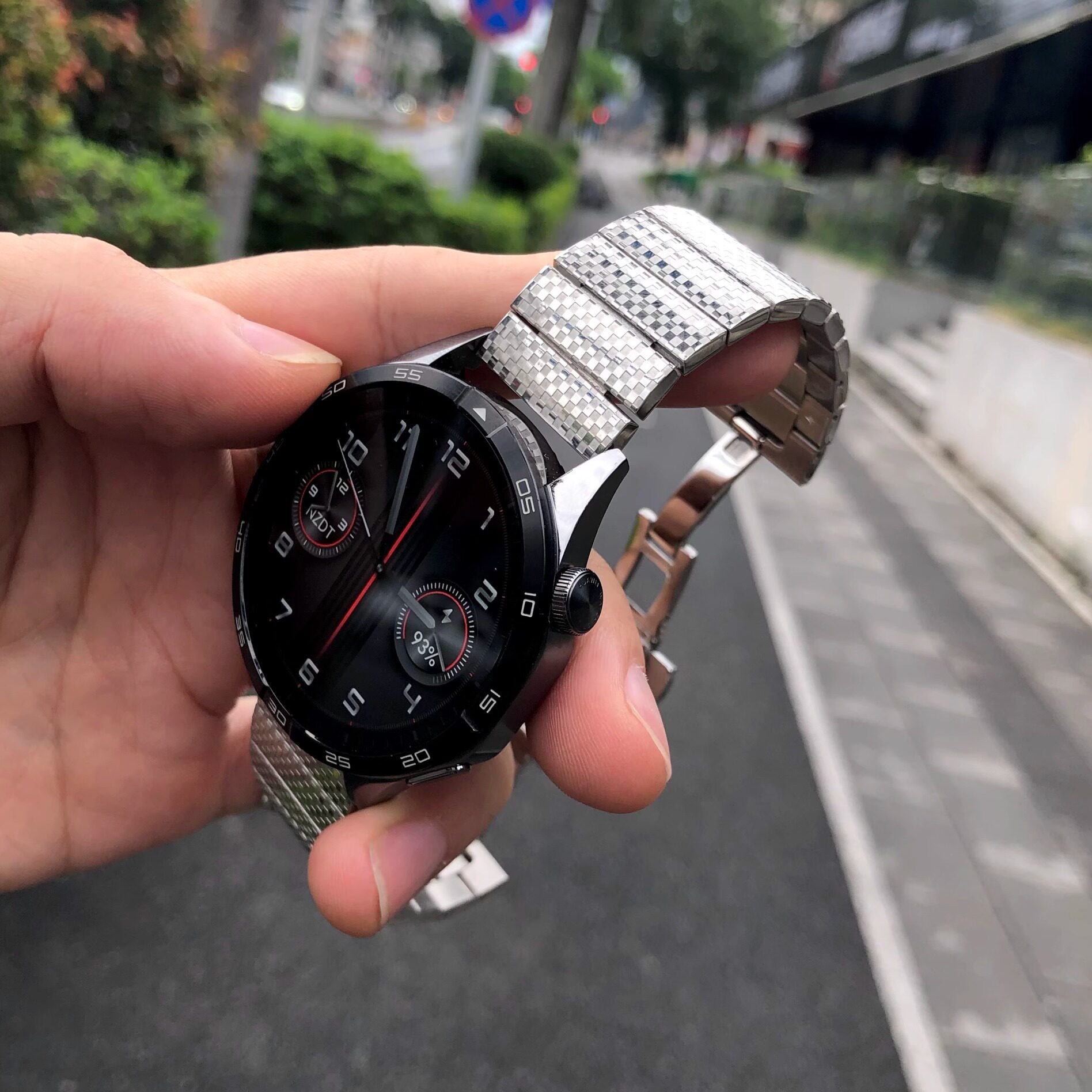 卡客风暴 格子纹适用华为GT5pro手表表带金属GT4钢带watch3小米s4