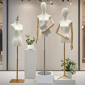服装 橱窗半全身人偶衣服展示架假人体婚纱模特架子 店模特道具女装