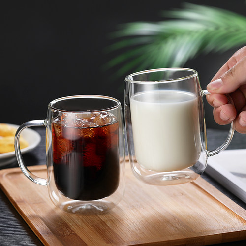 双层防烫高级感咖啡杯隔热玻璃杯
