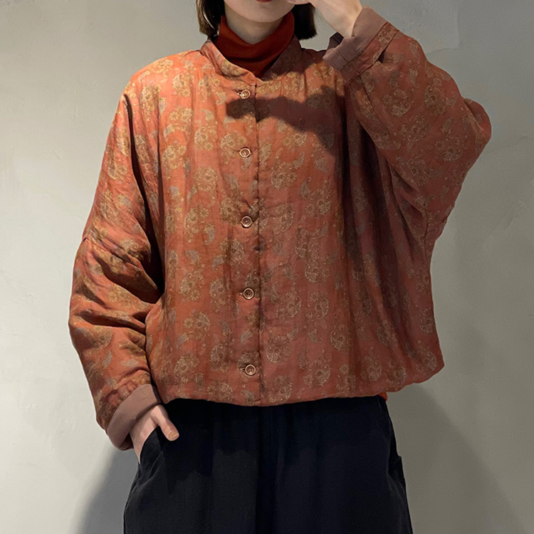 文艺短款宽松数码印花棉袄