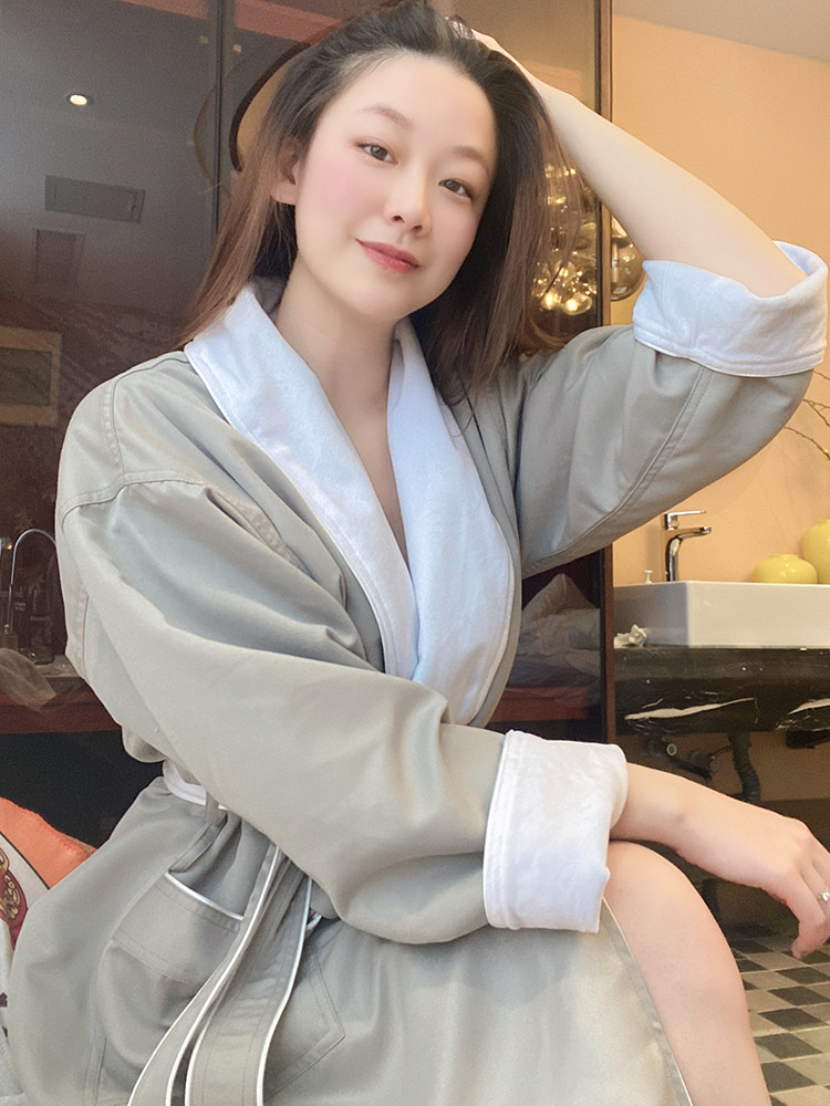 五星级酒店同款高端浴袍大气性感情侣裸睡袍吸水速干四季通用春秋