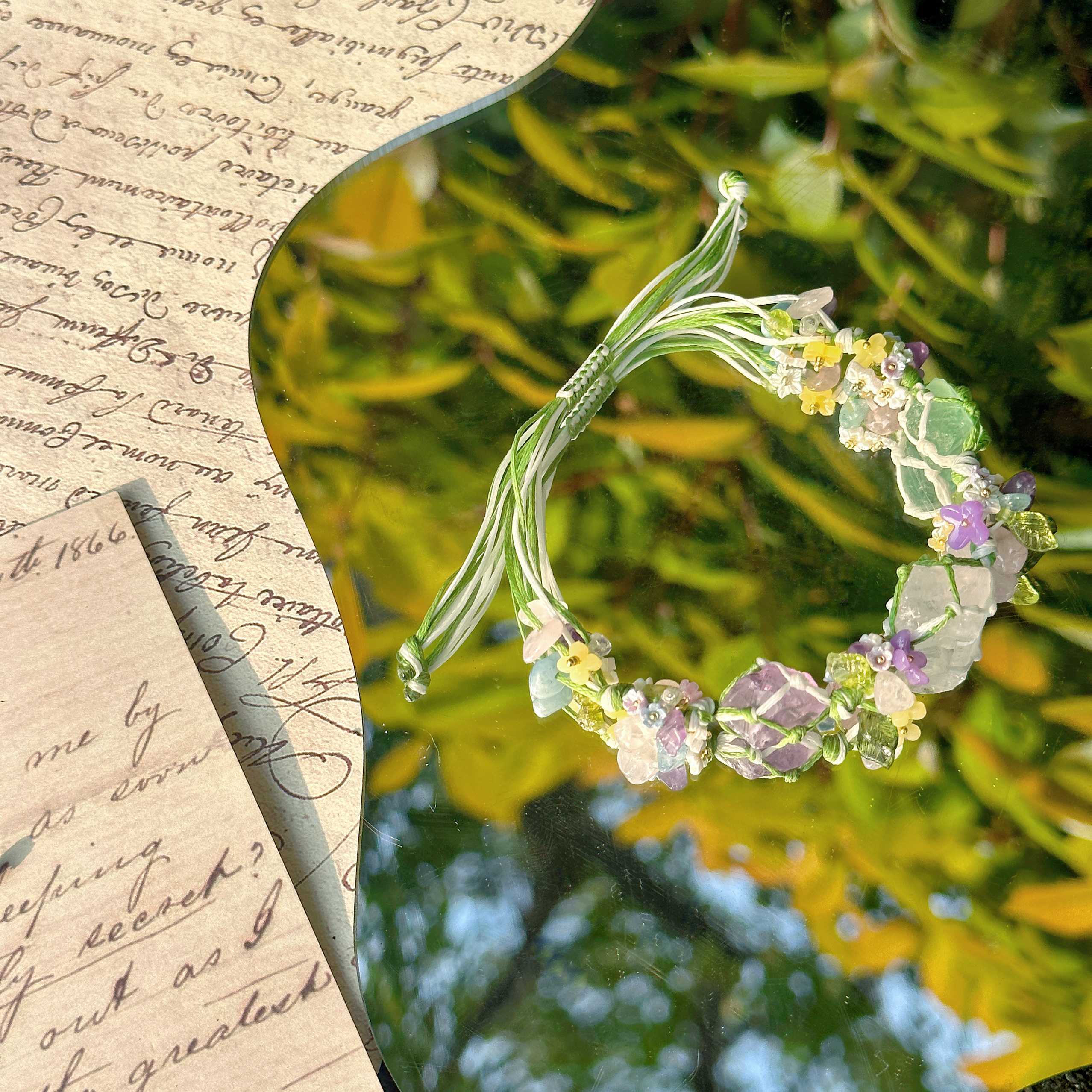 【鹤别青山】春和景明原创Macrame手工编织天然水晶原石手链手绳