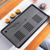 天然乌金石茶盘家用干泡简约陶瓷储水排水双用茶台托盘小型茶海